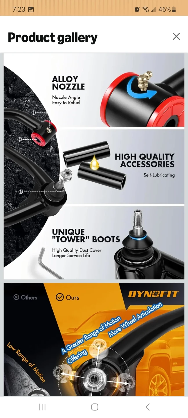 Dynofit Upper Control Arms 2-4" Lift Kit - photo 2