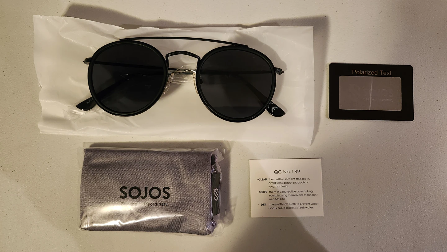 SOJOS Round Sunglasses with Polarized Test Card