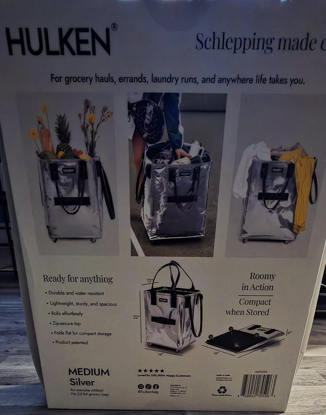 HULKEN The Original Rolling Tote Bag - Medium Silver - photo 4