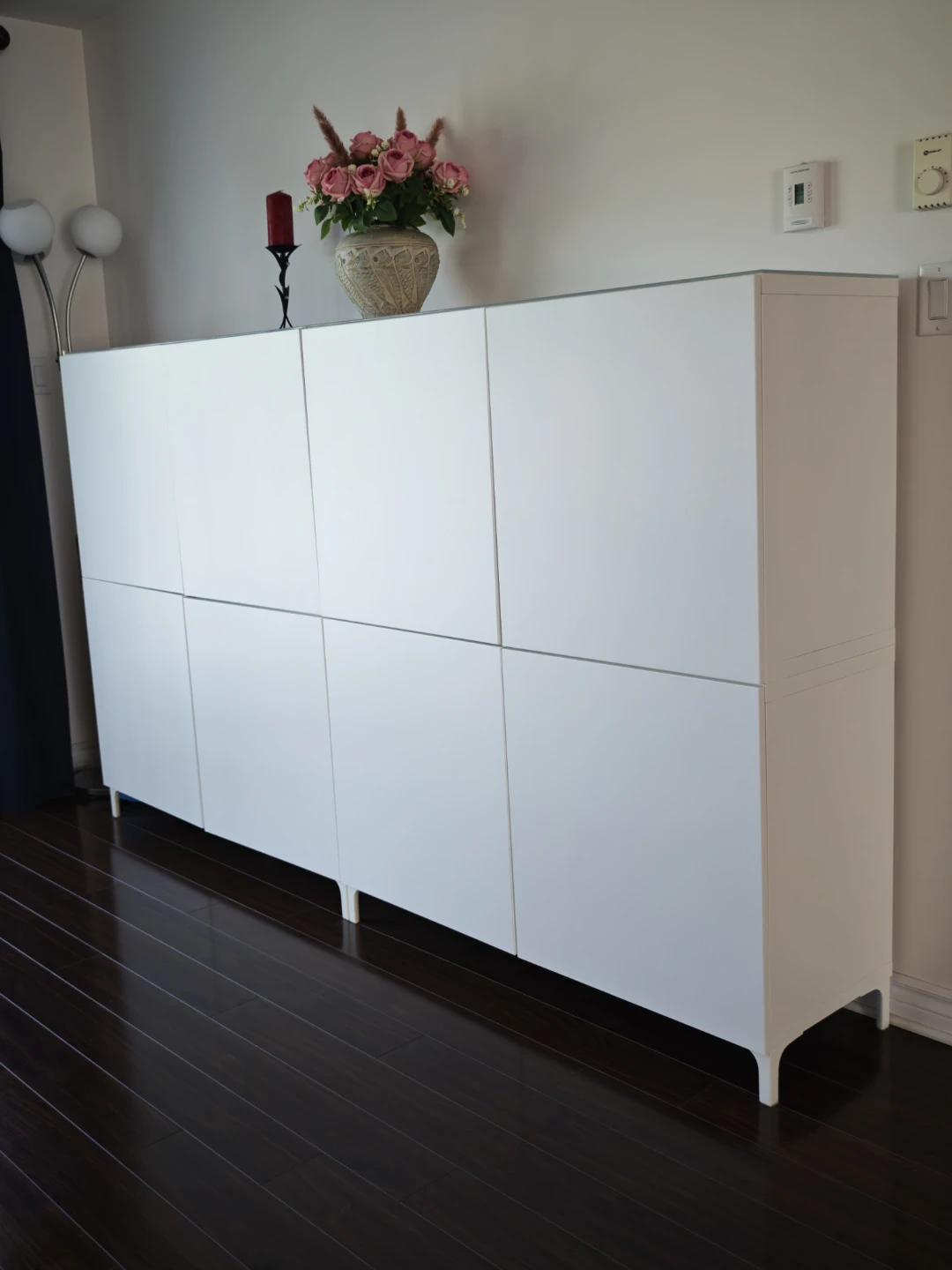 Moving Sale - White Storage Cabinet with Glass Top - photo 3