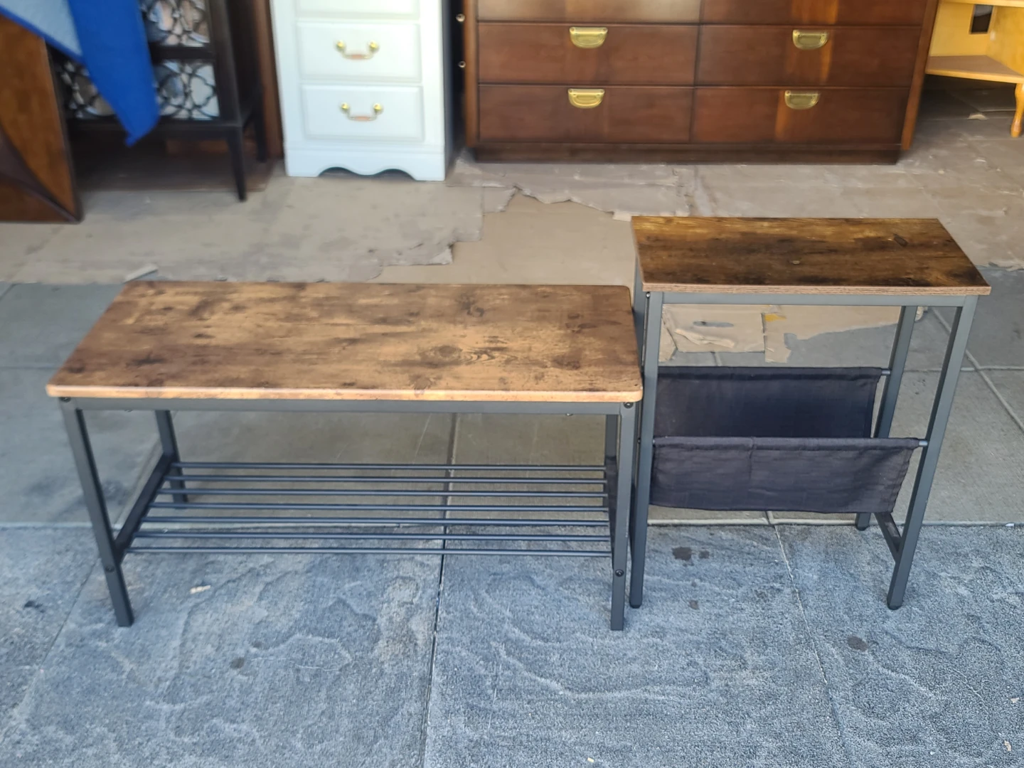 Industrial Style End Table with Magazine Rack - photo 2