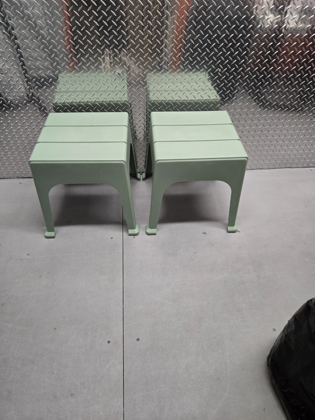 2 IKEA Otteil Sage Green Plastic Stools - Indoor / Outdoor