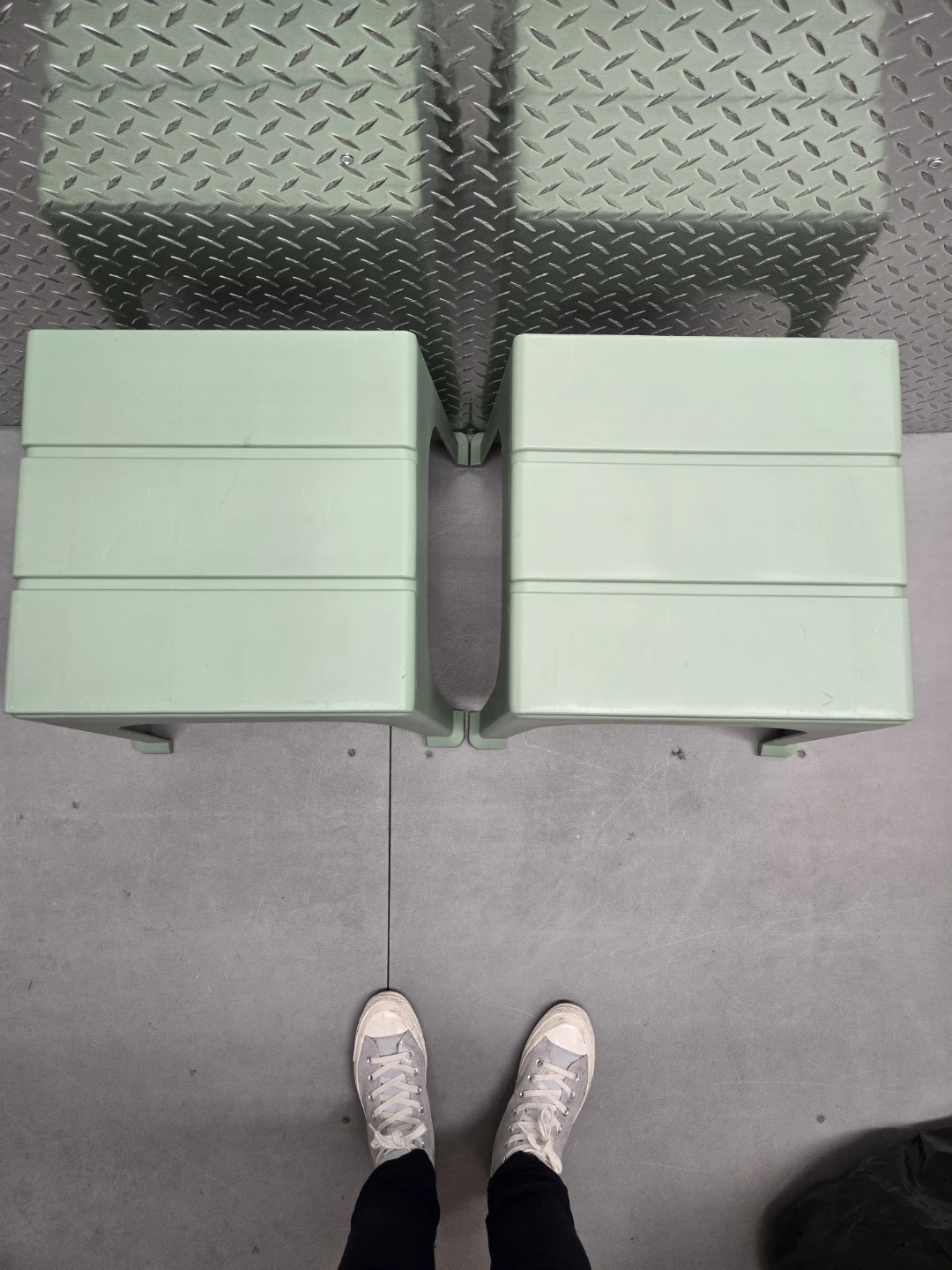 2 IKEA Otteil Sage Green Plastic Stools - Indoor / Outdoor - photo 3