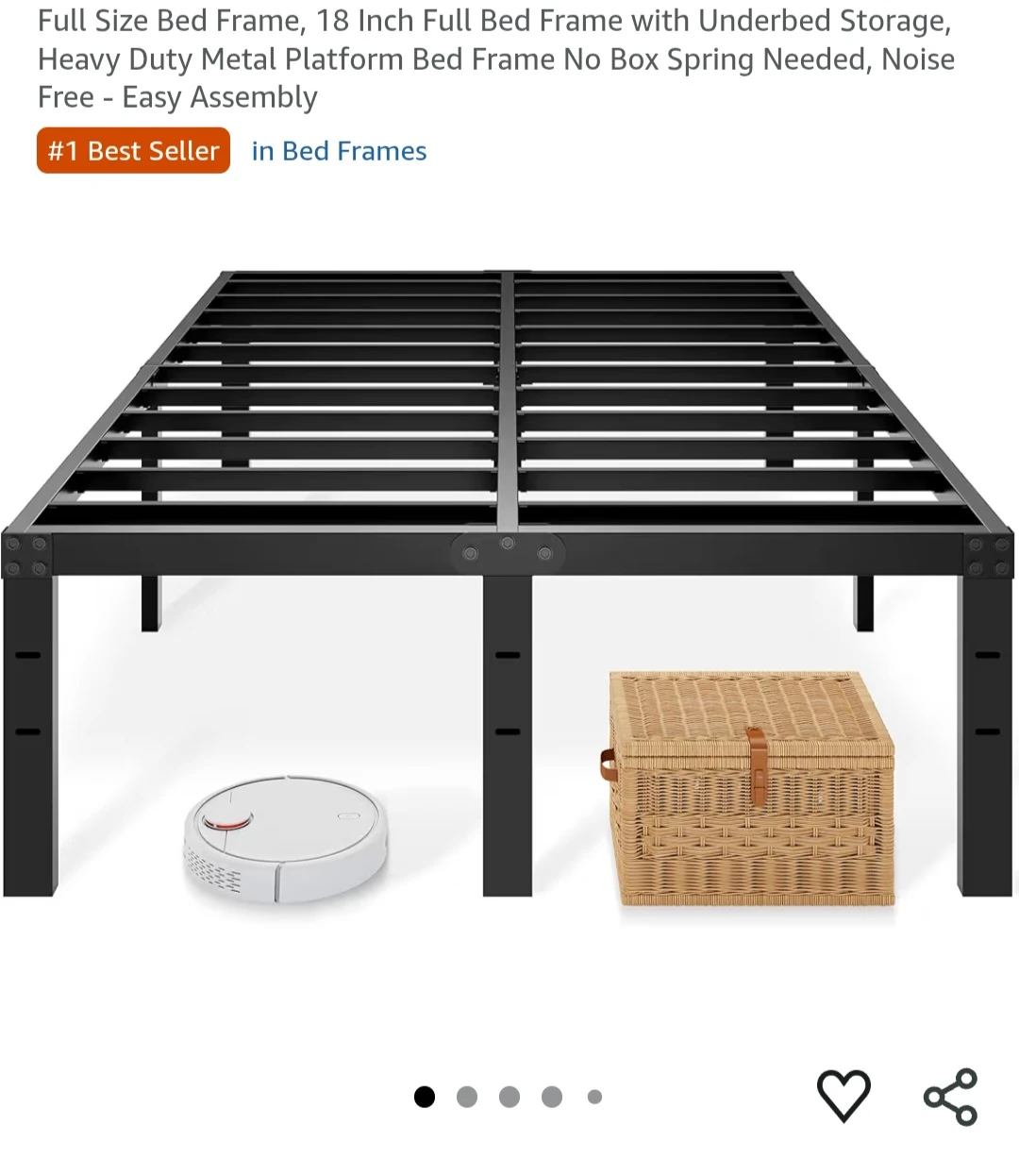 Full Size Metal Bed Frame with Underbed Storage