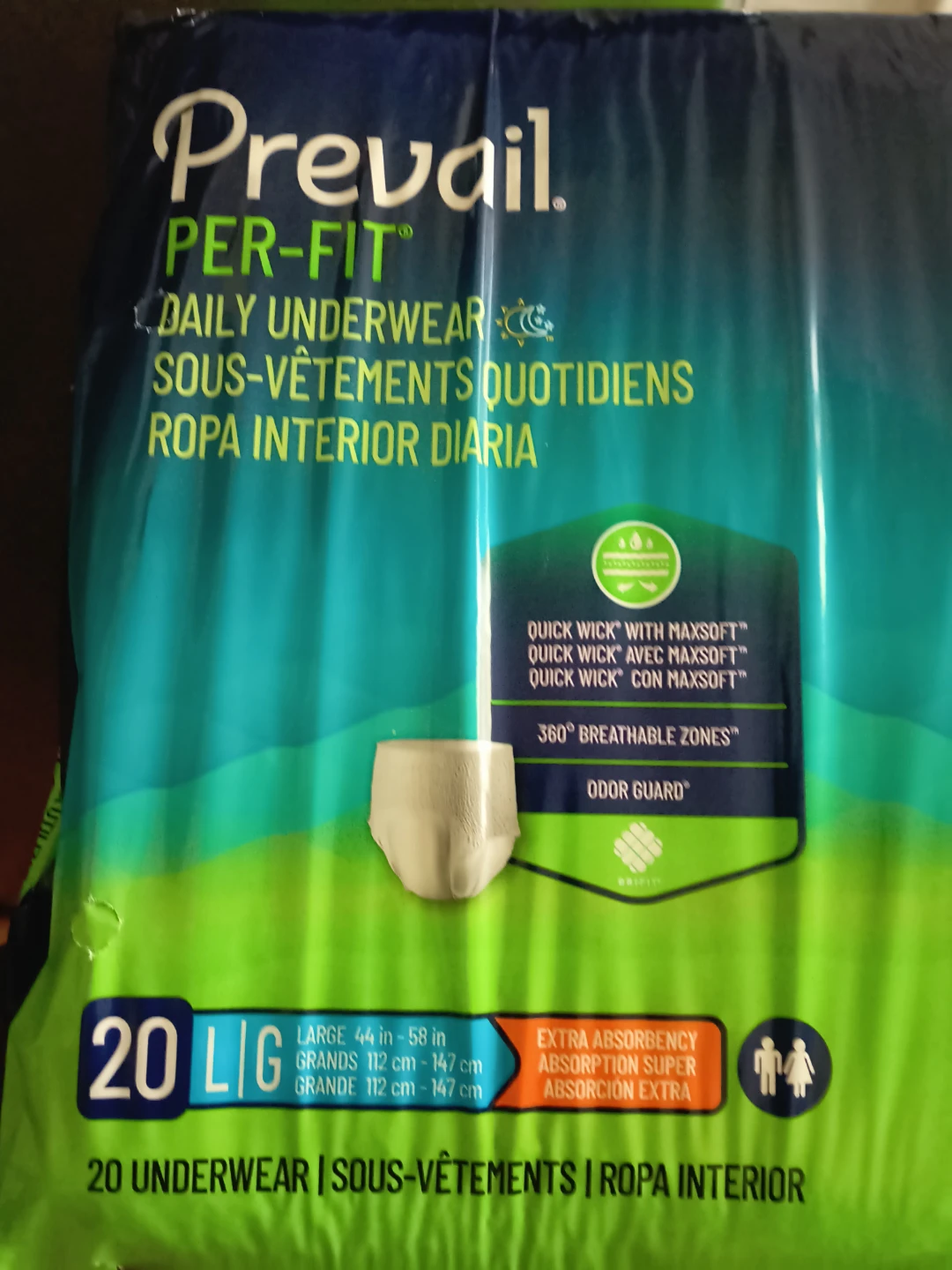 Prevail Per-Fit Large Daily Underwear 20 Count