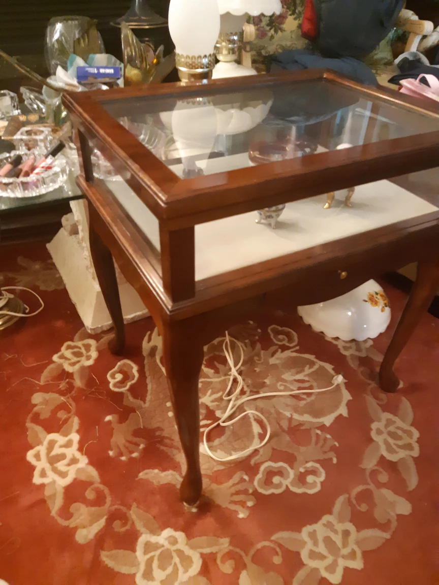Wooden Display Cabinet with Glass Top