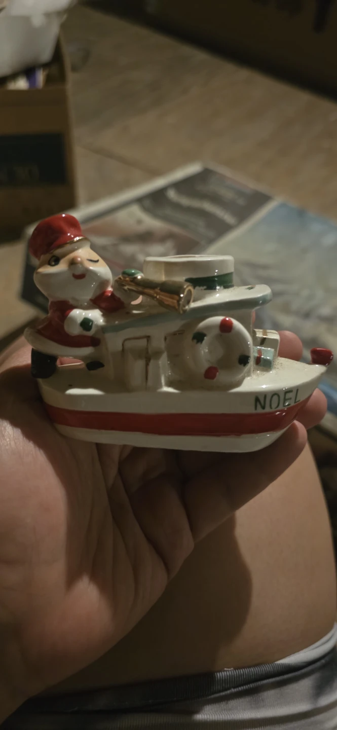 Vintage Santa on Boat "NOEL" Christmas Figurine - photo 4