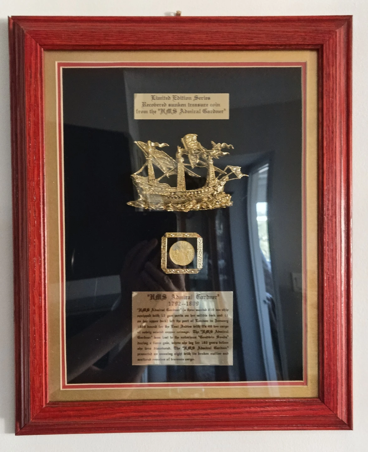 1808 HMS Admiral Gardner Shipwreck Coin, Beautifully Framed - photo 2