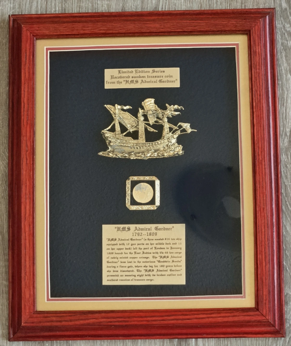 1808 HMS Admiral Gardner Shipwreck Coin, Beautifully Framed - photo 5
