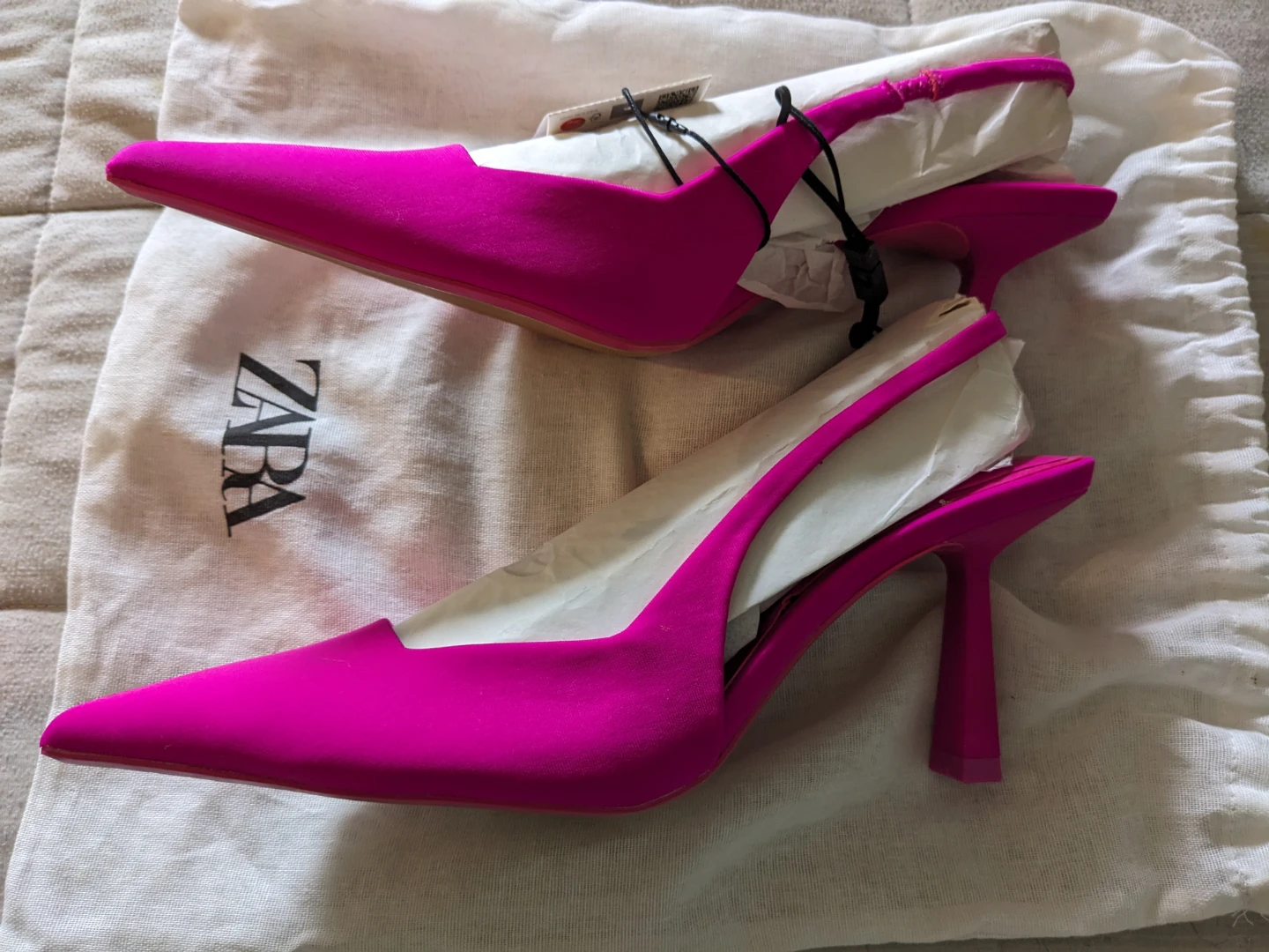 ZARA Slingback Heels - Bright Pink - photo 2