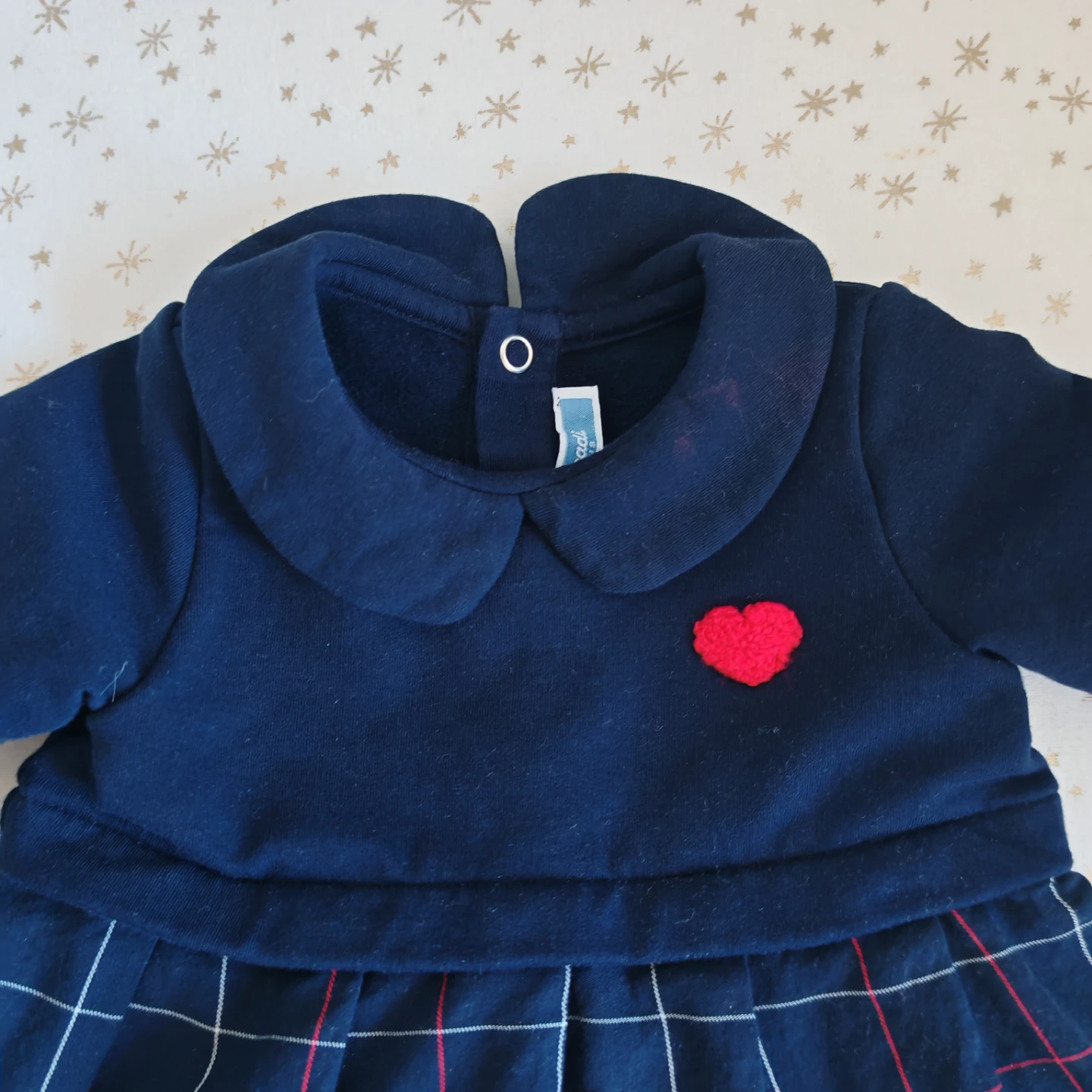 jacadi Navy Blue Baby Dress with Red Heart - photo 3
