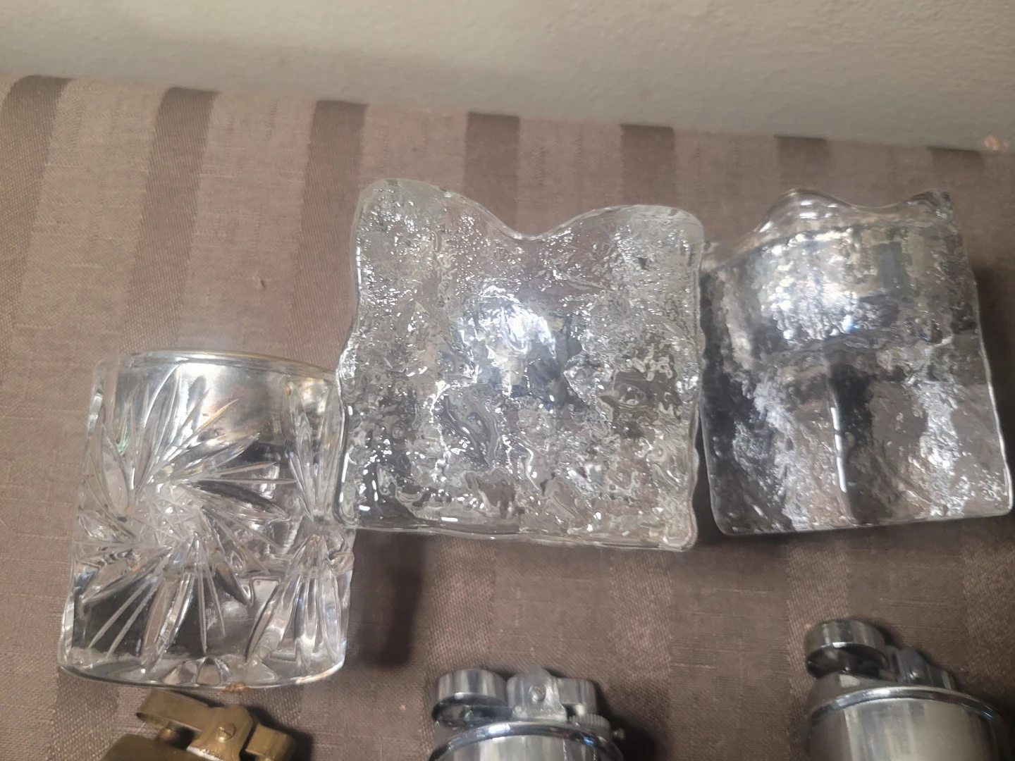 3 Vintage Glass Petrol Butane Table Lighters PIN Wheel - photo 5