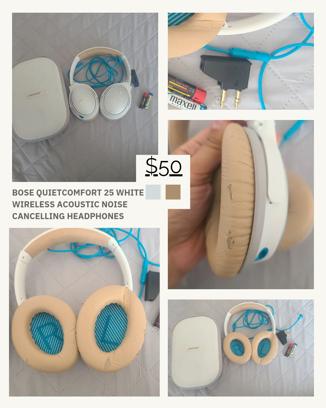 Bose QuietComfort 25 White Wireless Noise Cancelling Headphones