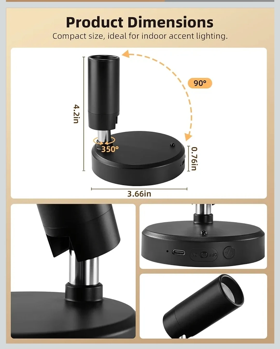 NEW USB Rechargable Spotlights Indoor with Remote, 5500mAh - photo 3