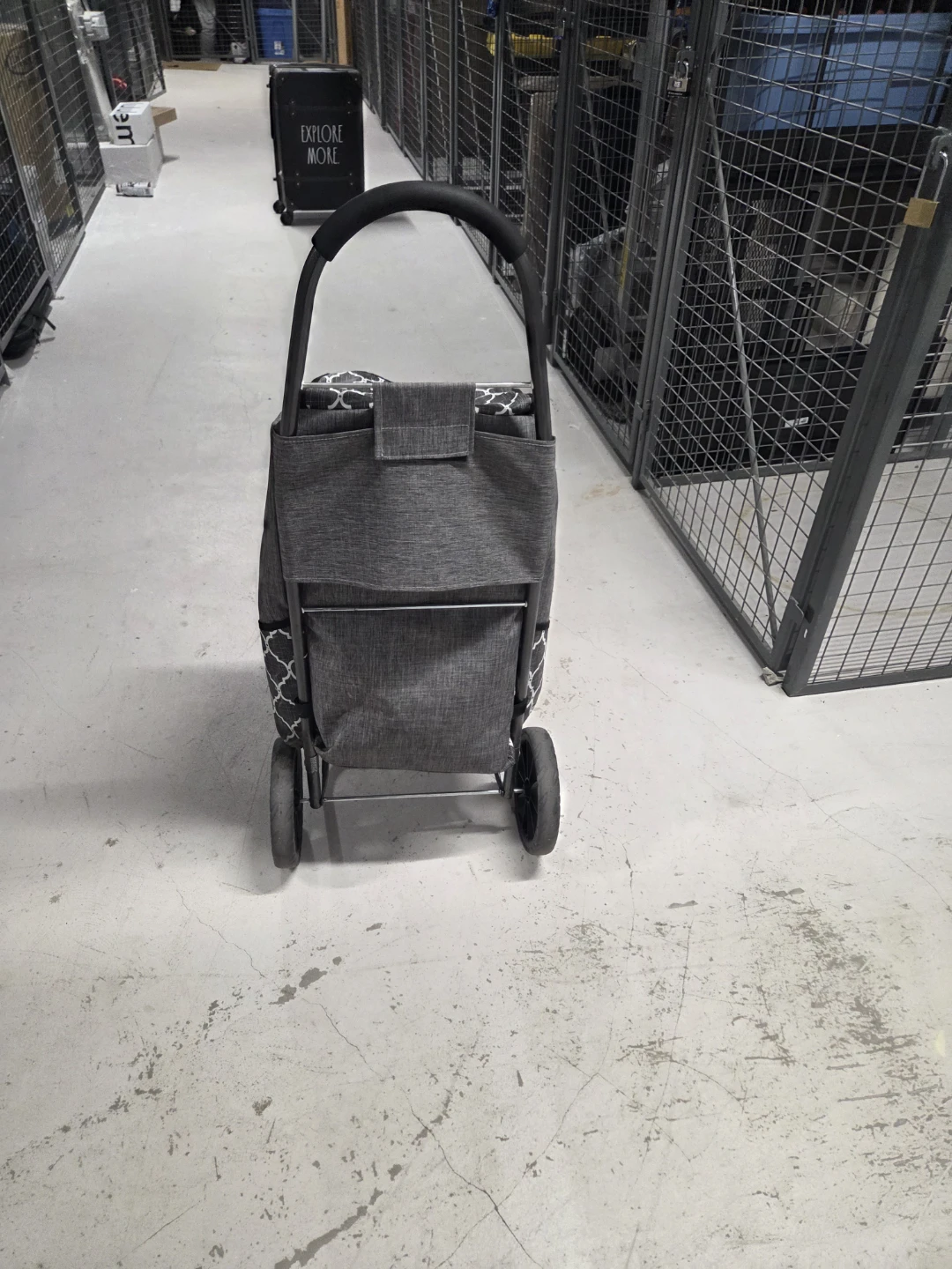 Grey Rolling Shopping Cart with Patterned Bag - photo 4