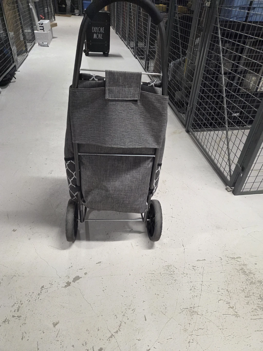 Grey Rolling Shopping Cart with Patterned Bag - photo 5
