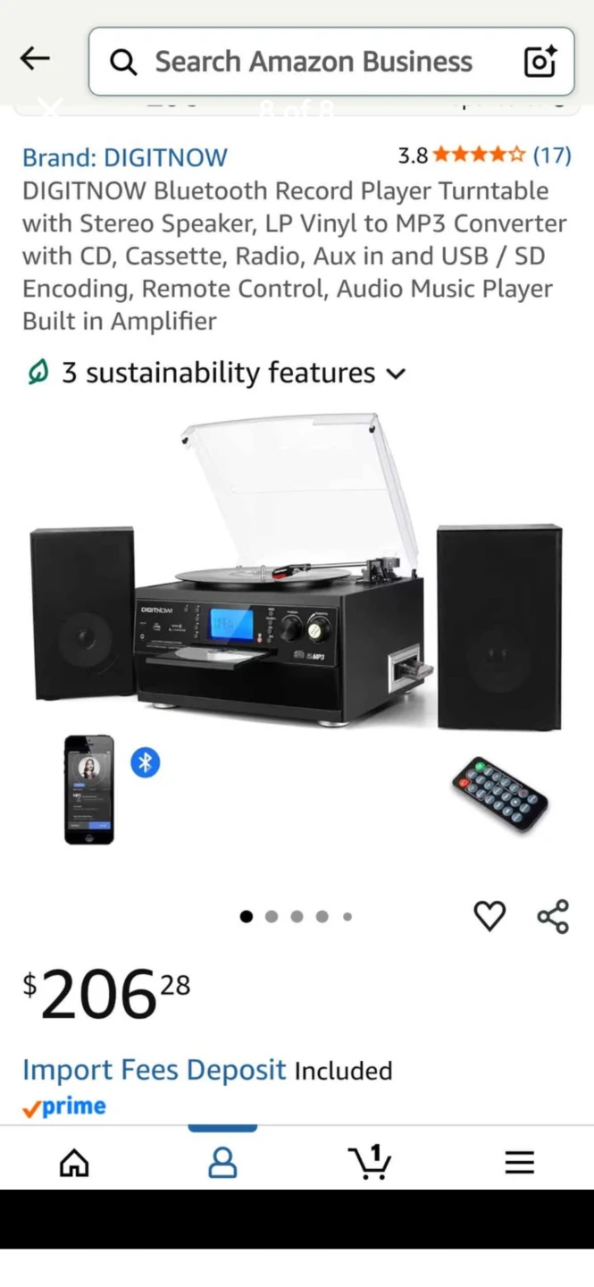 Digitnow turntable, CD, Tape, USB, speakers remote. Bluetooth