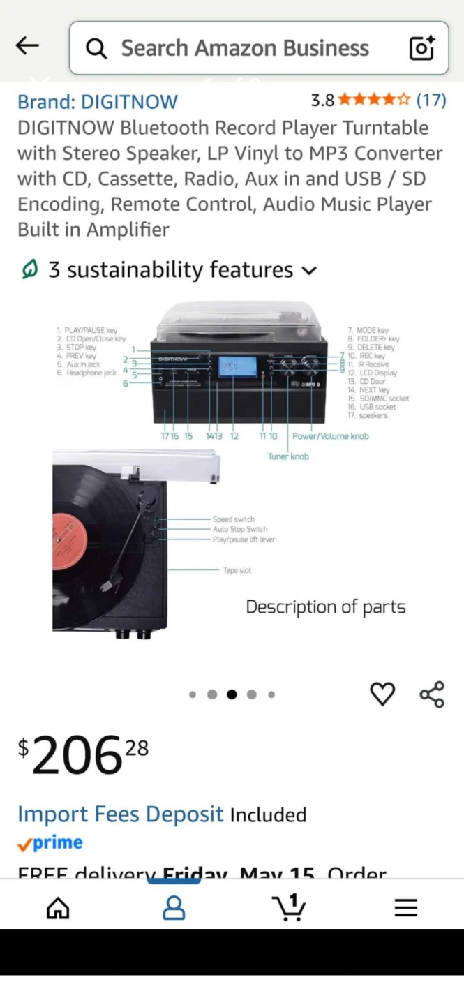 Digitnow turntable, CD, Tape, USB, speakers remote. Bluetooth - photo 5