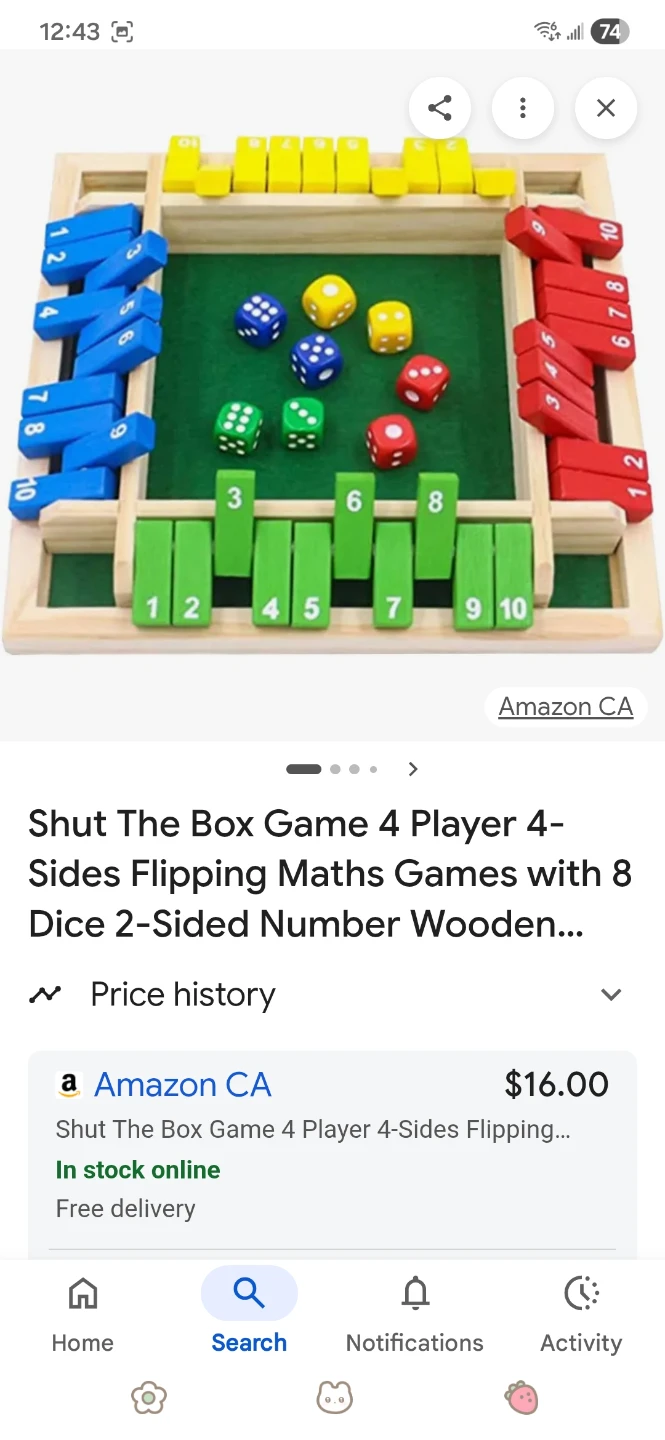 Shut The Box Game 4 Player Maths Game - photo 2