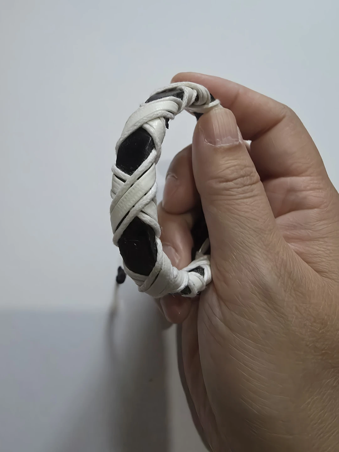 Black & White Braided Leather Bracelet ⚽️