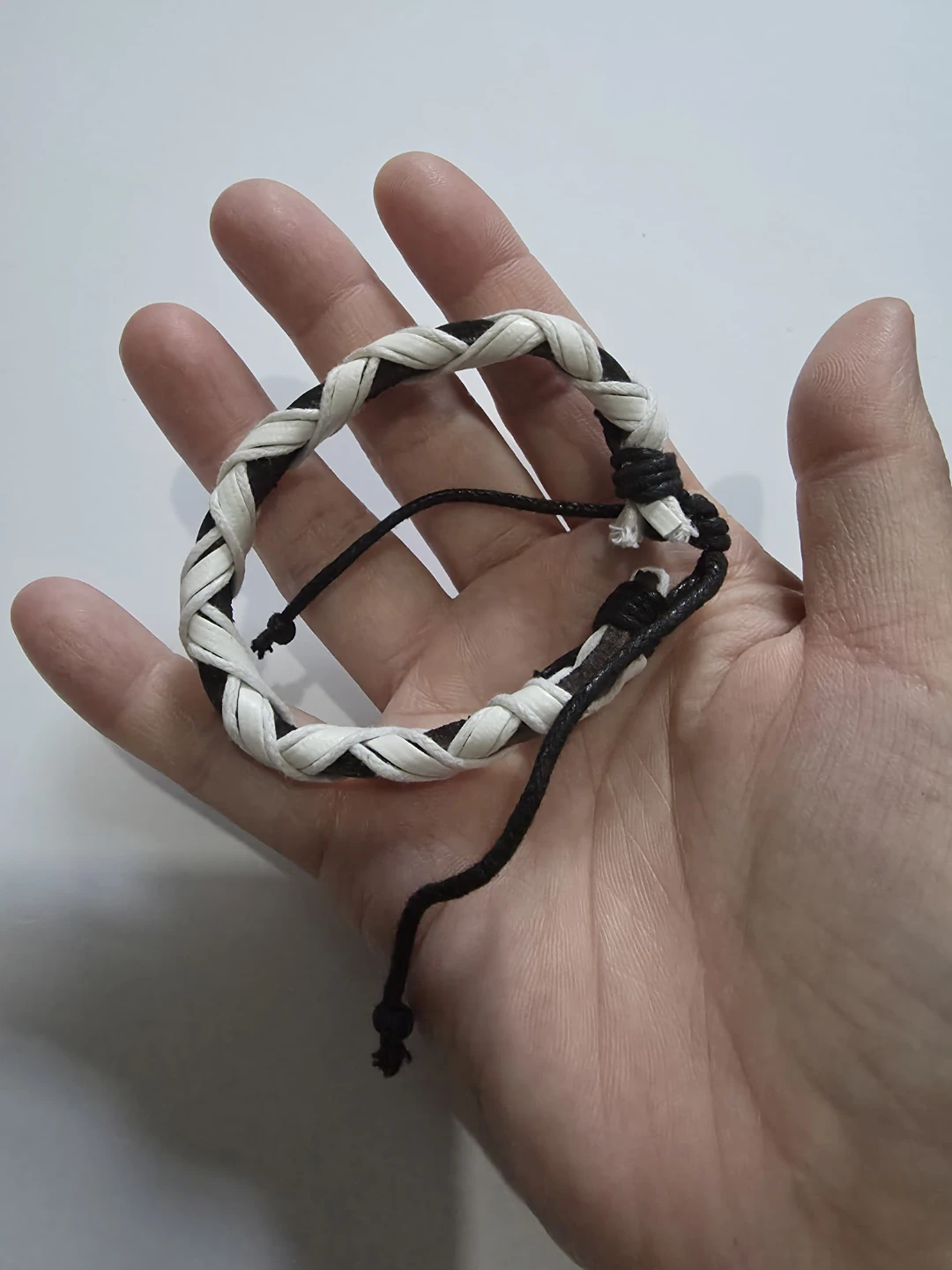 Black & White Braided Leather Bracelet ⚽️ - photo 2