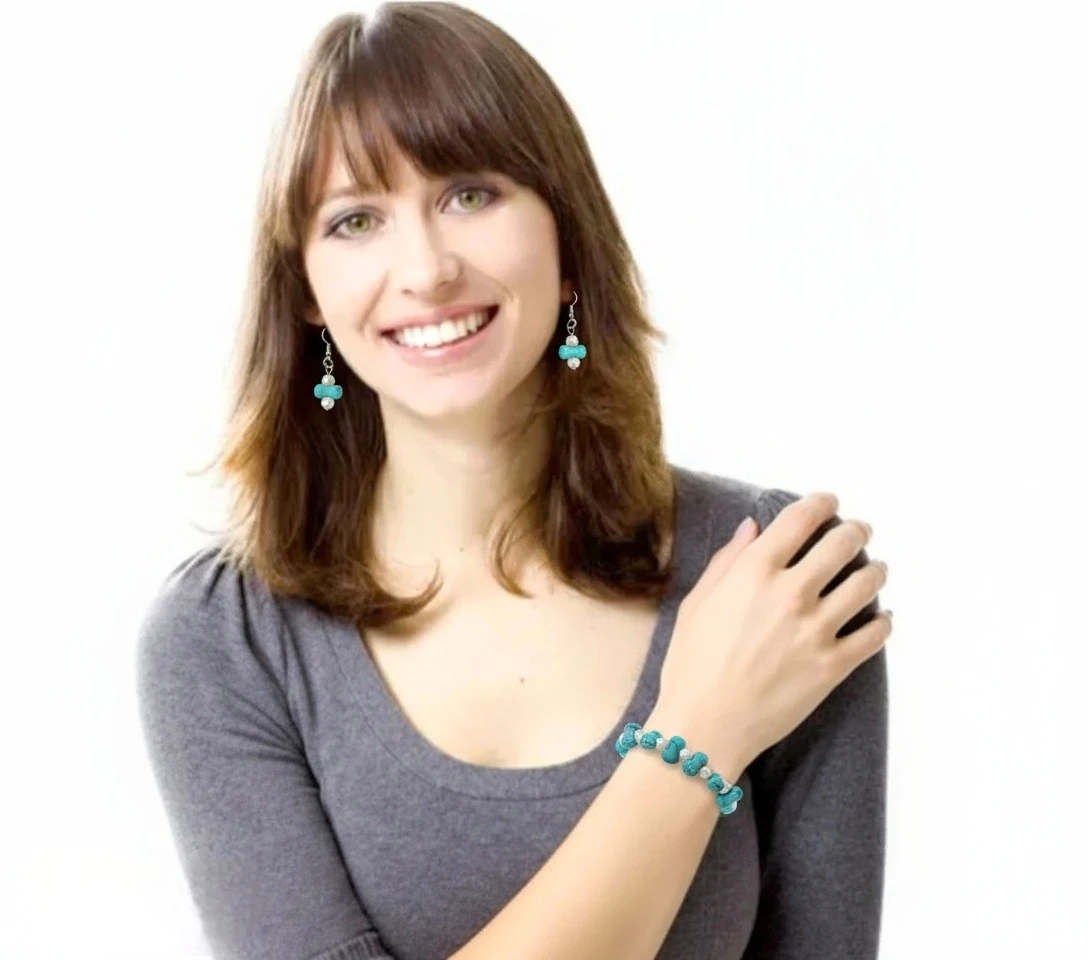Turquoise Beaded Bracelet and Earring Set - photo 3