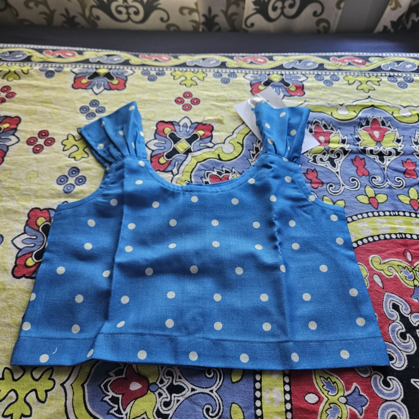 Brand new Blue Floral Skirt and Polka Dot Top Set - photo 3