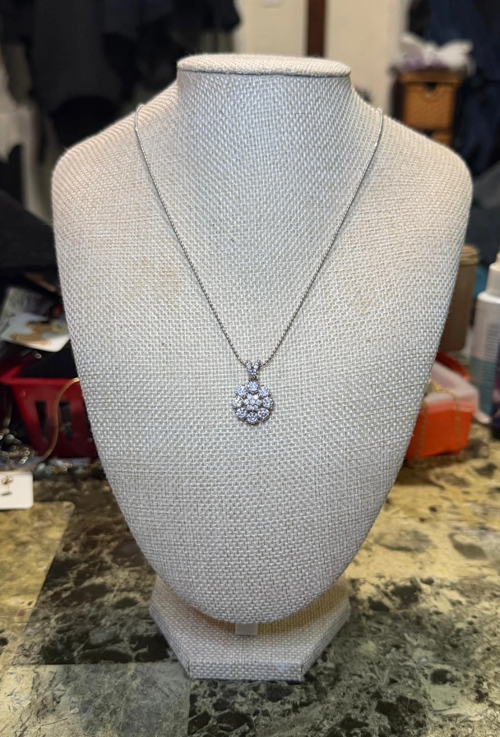 Silver Tone Pendant Necklace with Rhinestones - photo 2