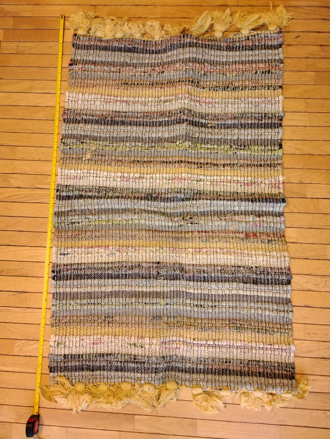 Woven Rag Rug with Tassels - photo 2