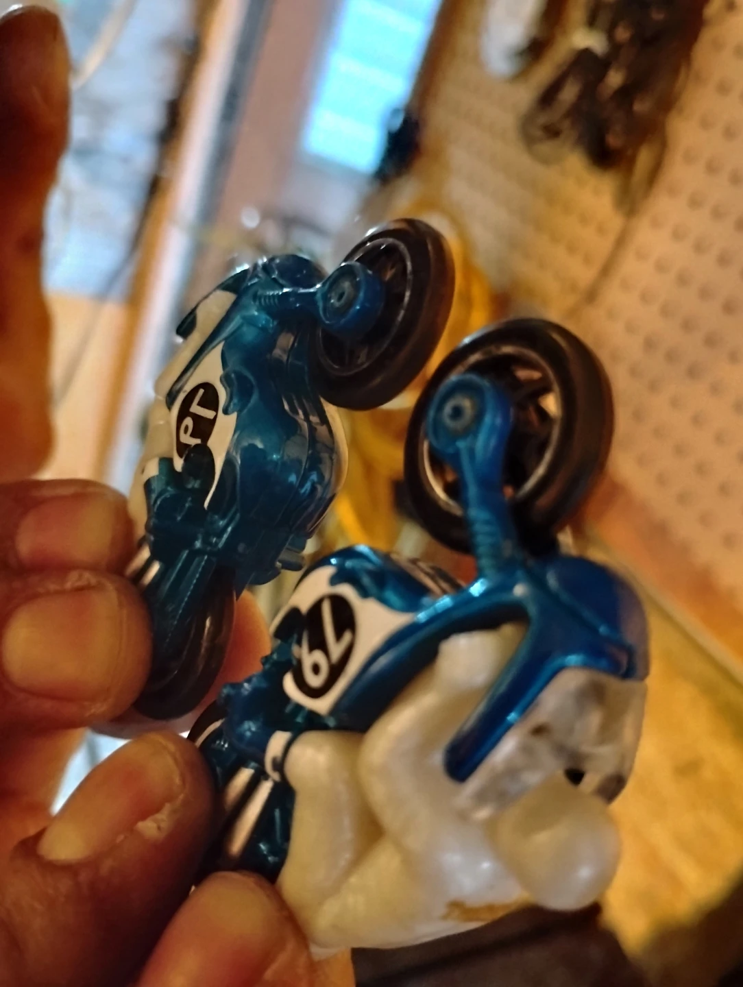 Blue and White Motorcycle Toy with Rider - photo 3