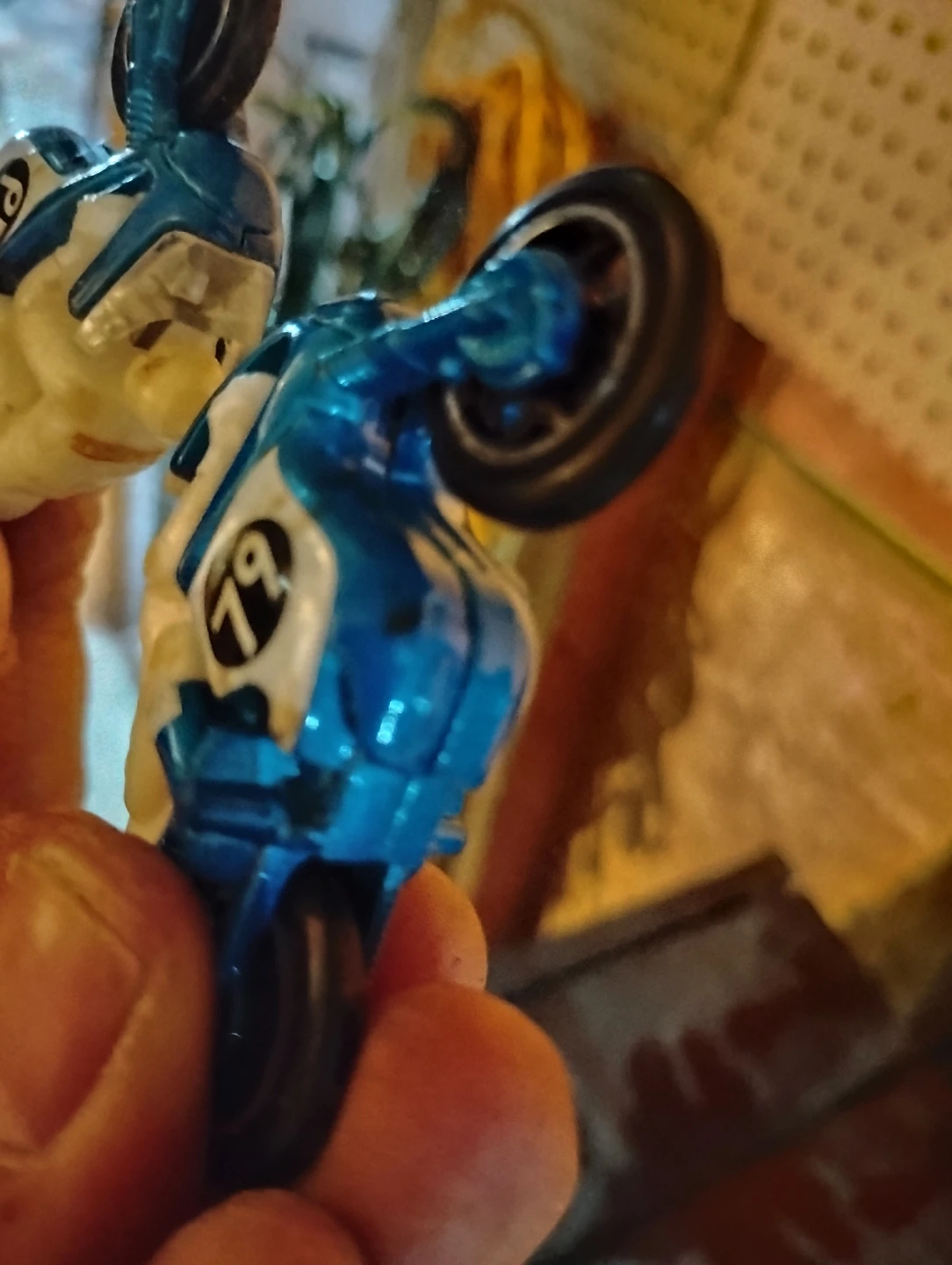 Blue and White Motorcycle Toy with Rider - photo 4