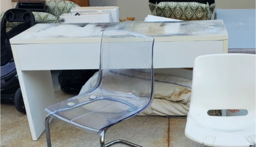 White Ikea Desk - Behind chairs