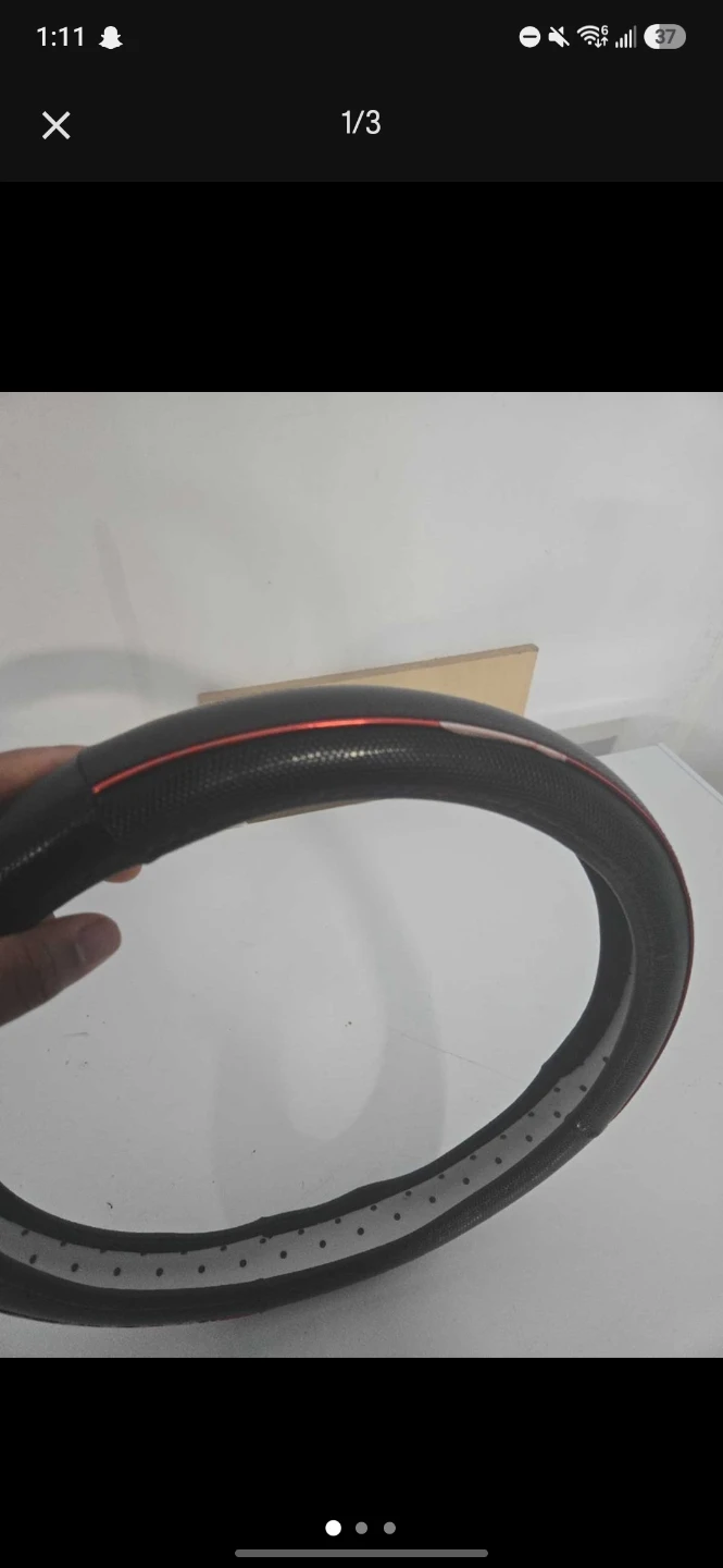 Black Steering Wheel Cover with Red Trim