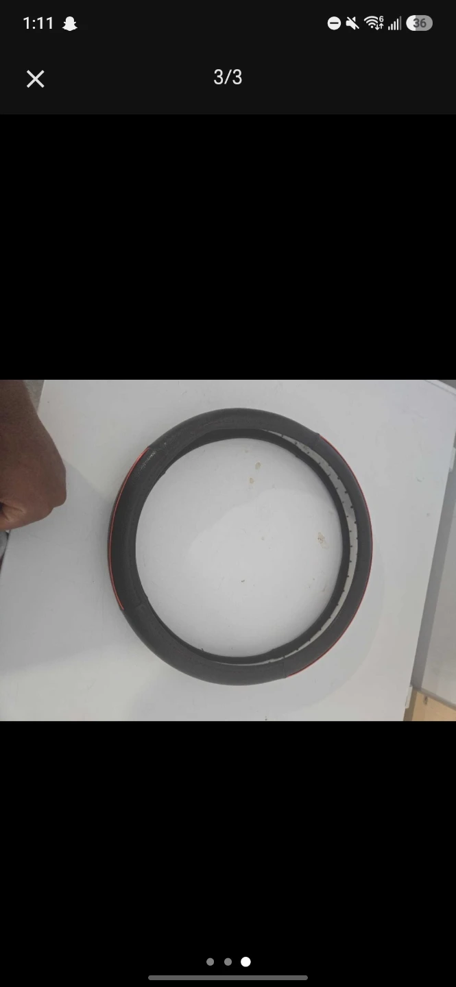 Black Steering Wheel Cover with Red Trim - photo 2