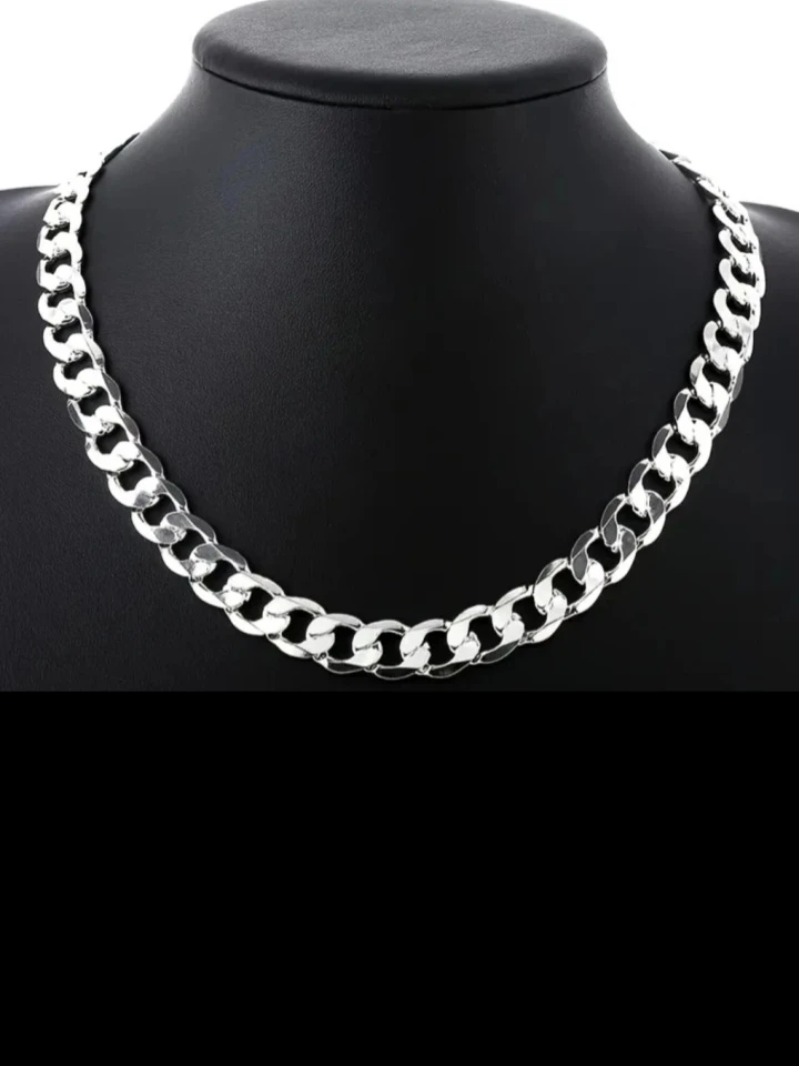 925 Silver Cuban Link Chain Necklace