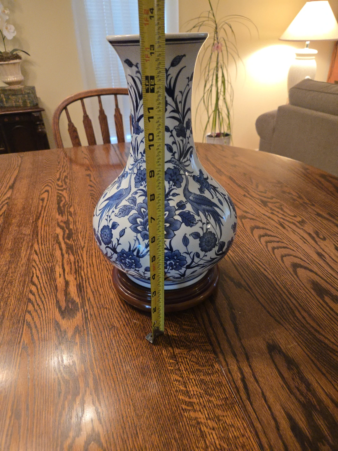 Blue and White Porcelain Vase with Wooden Stand - photo 3