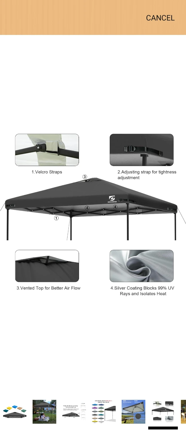 ABCCANOPY 10x10 Pop-Up Canopy Tent Replacement Canopy Top