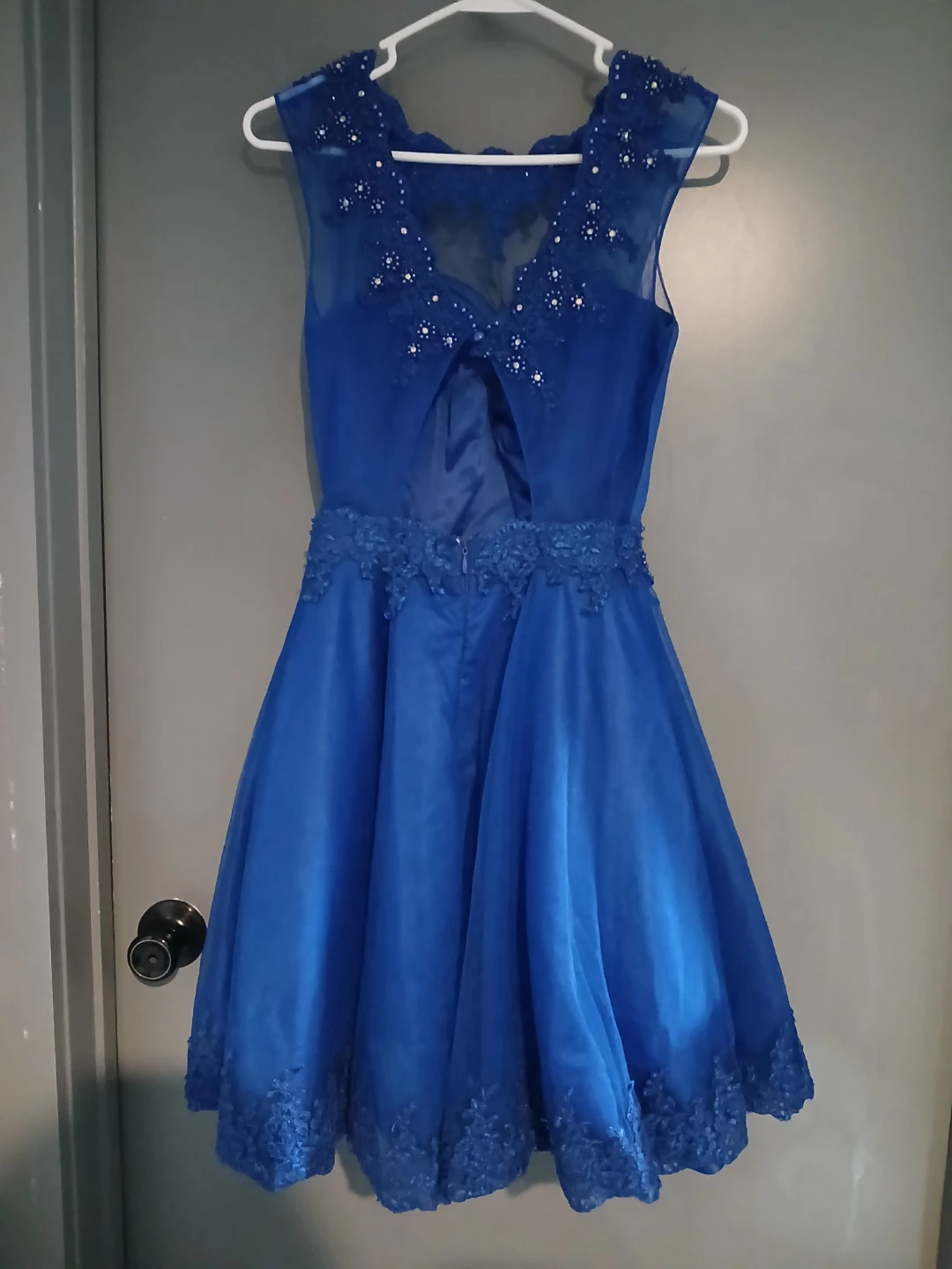 Royal Blue Lace Embellished Cocktail Dress - photo 3