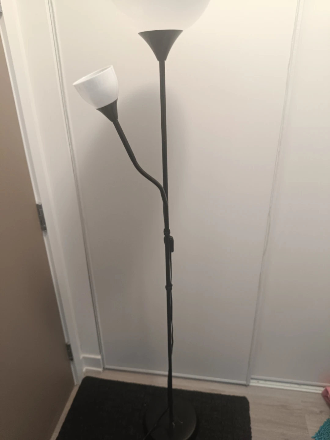 White and Black Floor Lamp with Adjustable Spot Light