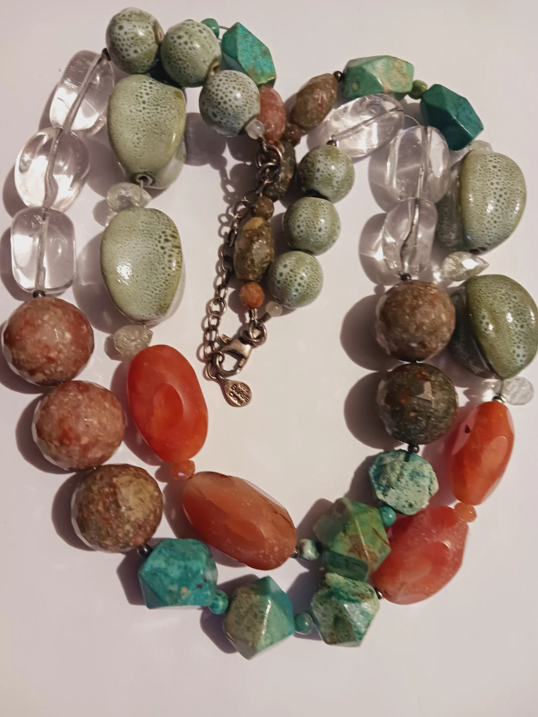 BARSE 925 SIGNED STERLING MULTI GEMSTONES NECKLACE