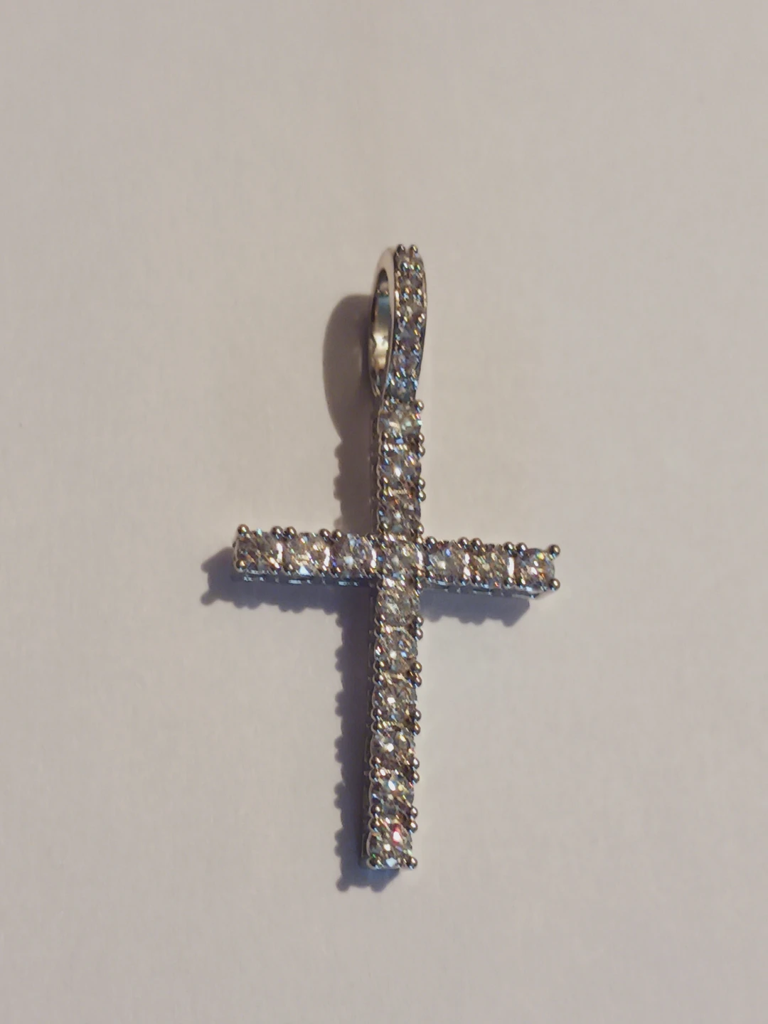 New !! Cross Pendant Charm Silver Tone Cubic Zirconia