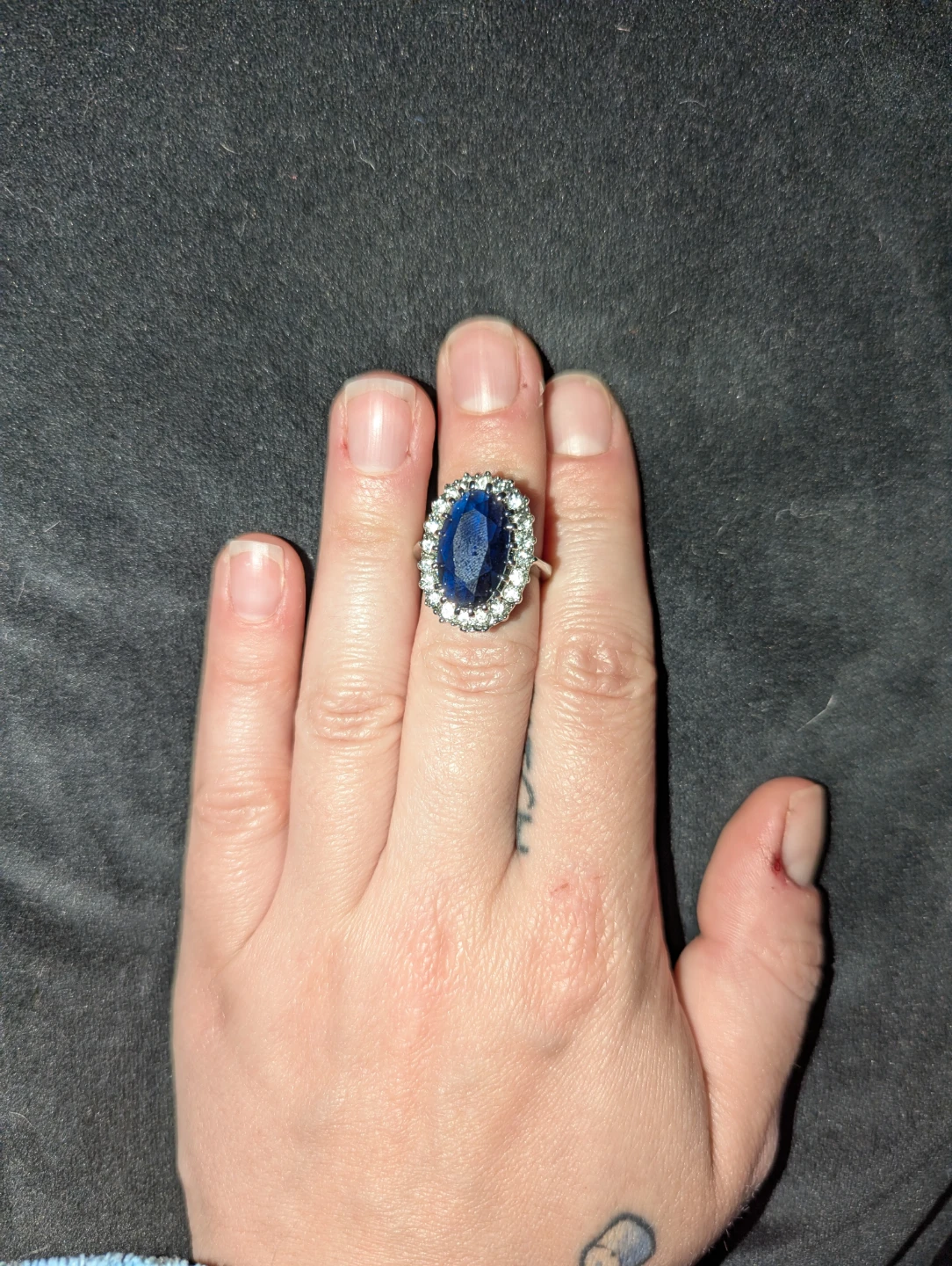 Costume Jewellery Oval Blue Gemstone Ring - photo 3
