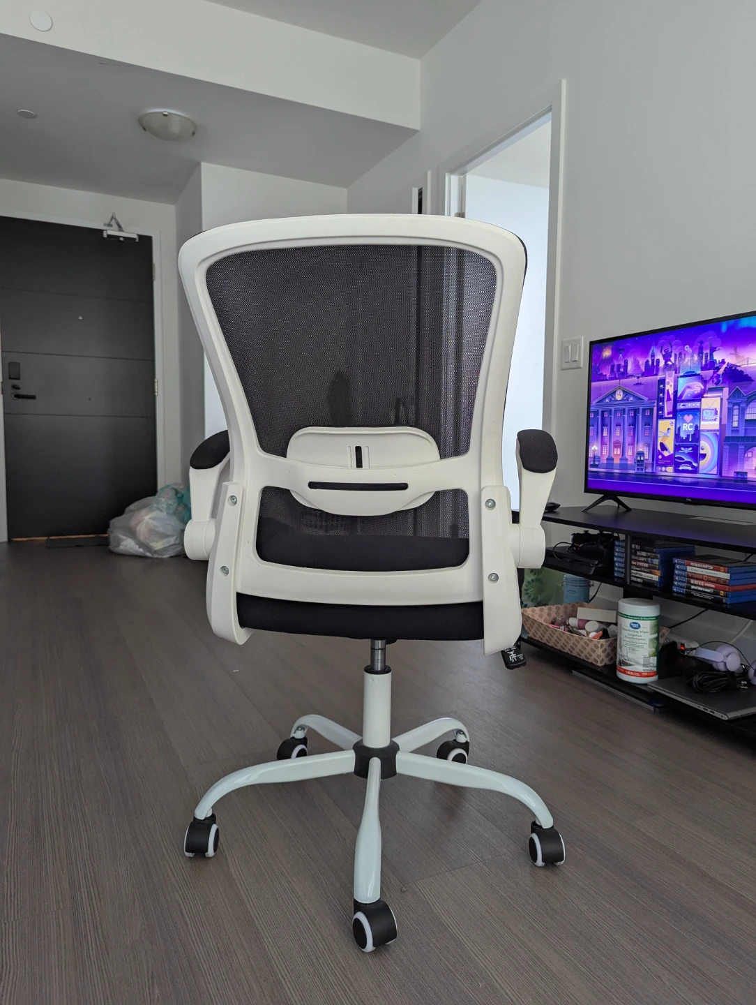 Black Mesh Office Chair with White Accents - photo 2