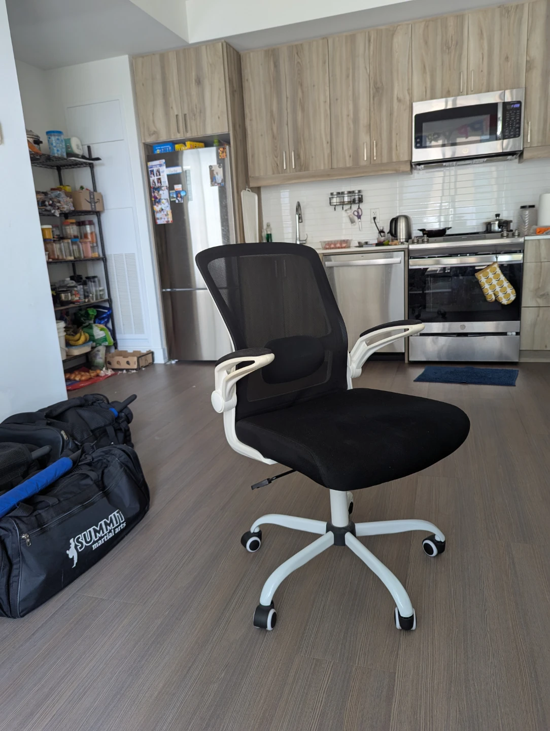 Black Mesh Office Chair with White Accents - photo 4