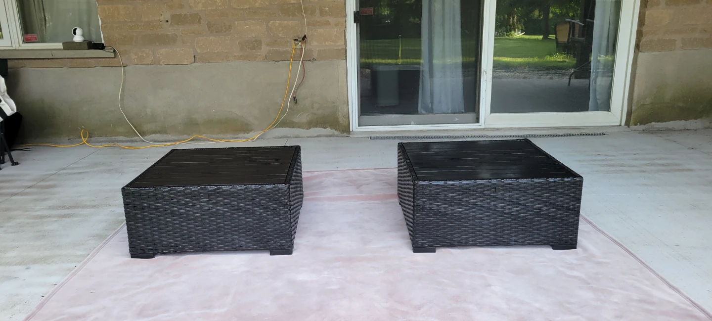 Black wicker ottoman/ table like brand new