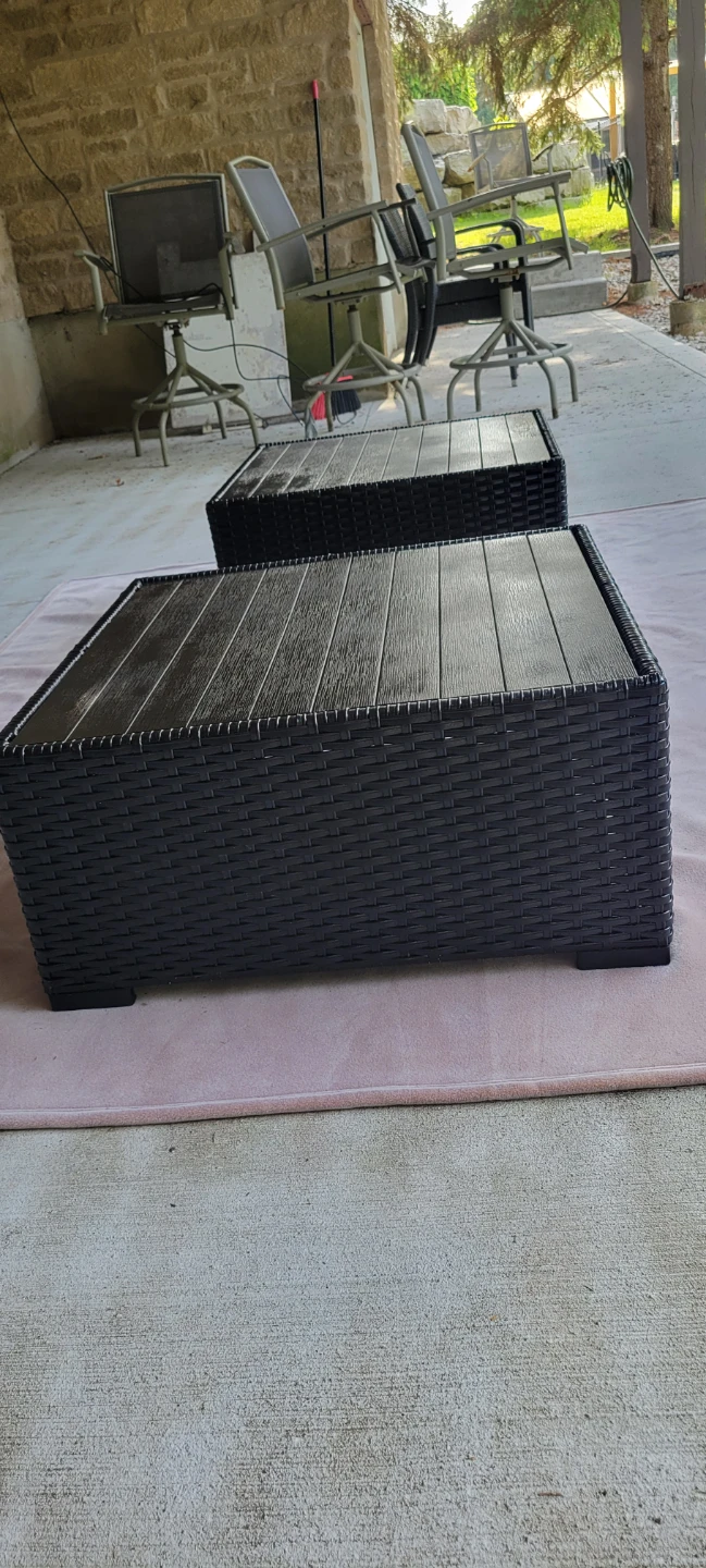 Black wicker ottoman/ table like brand new - photo 5