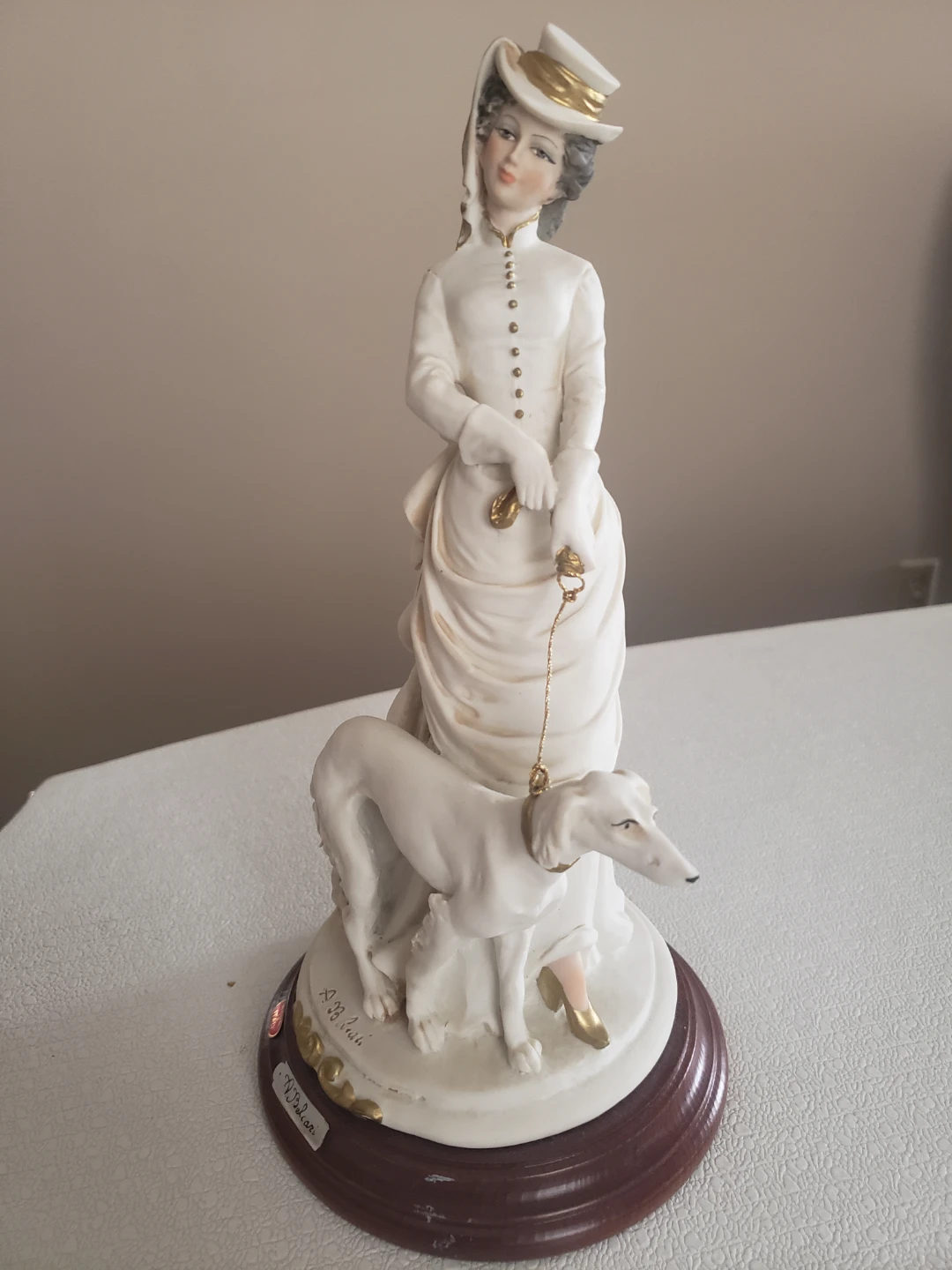 Capodimonte Lady and Dog Figurine
