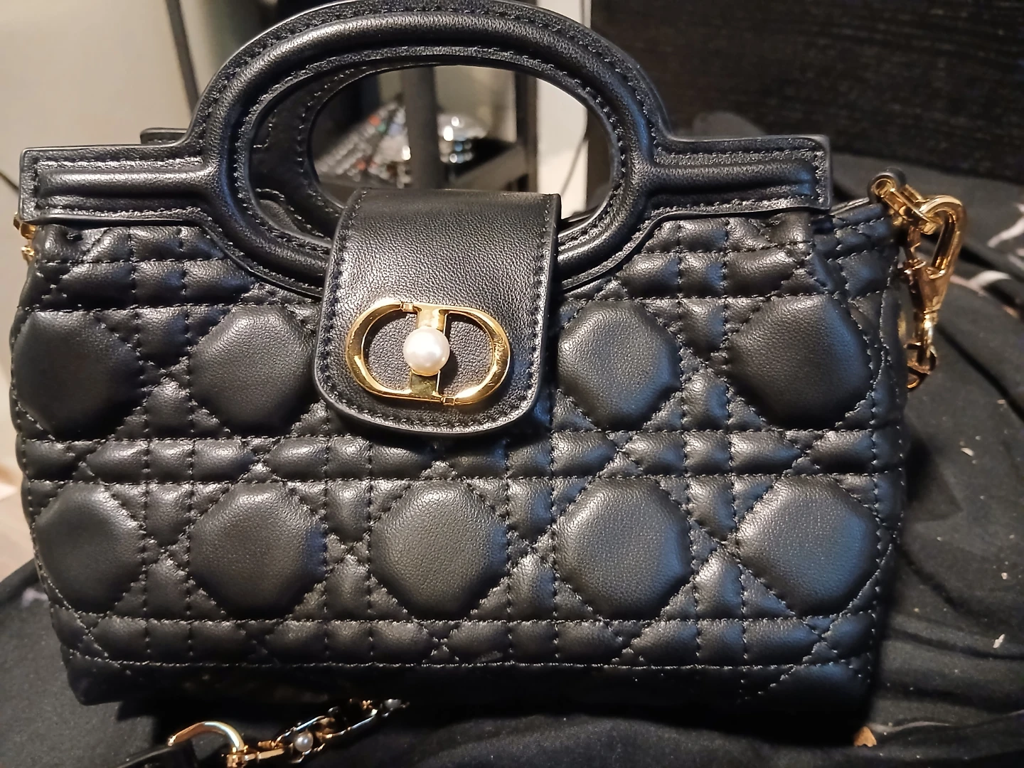 Christian Dior Black Quilted Leather Handbag