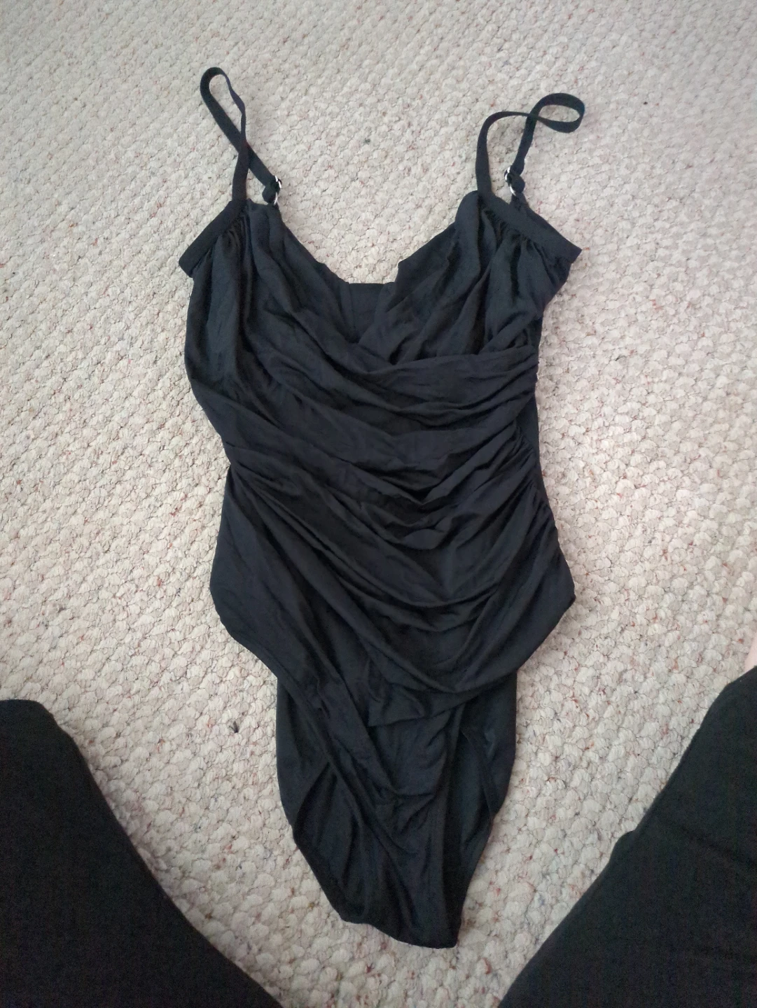 Black Ruched One-Piece Bodysuit