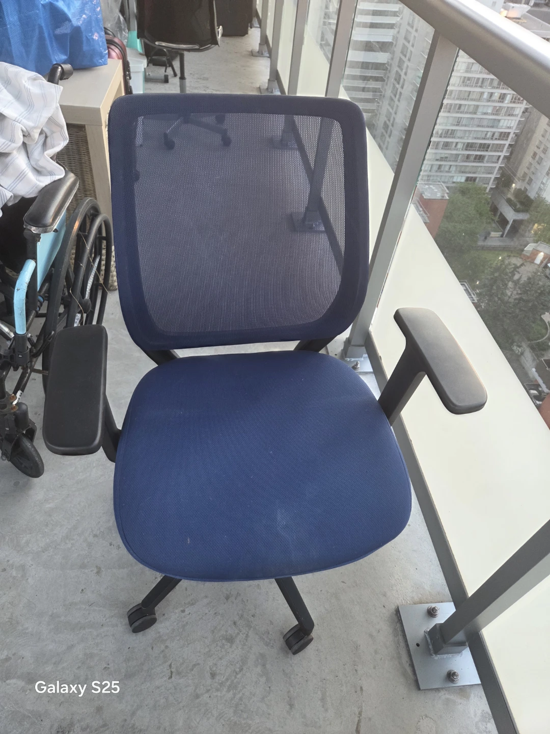 Blue Mesh Office Chair with Arms